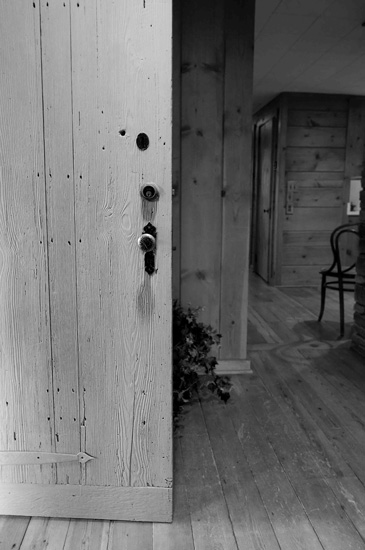 Wooden door inside Darnall residence