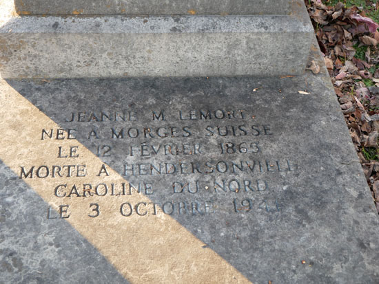 Jeanne Lemort inscription