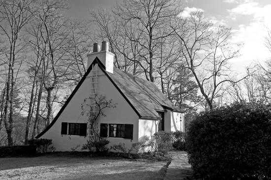 View of side exterior of Whispering Pines studio.