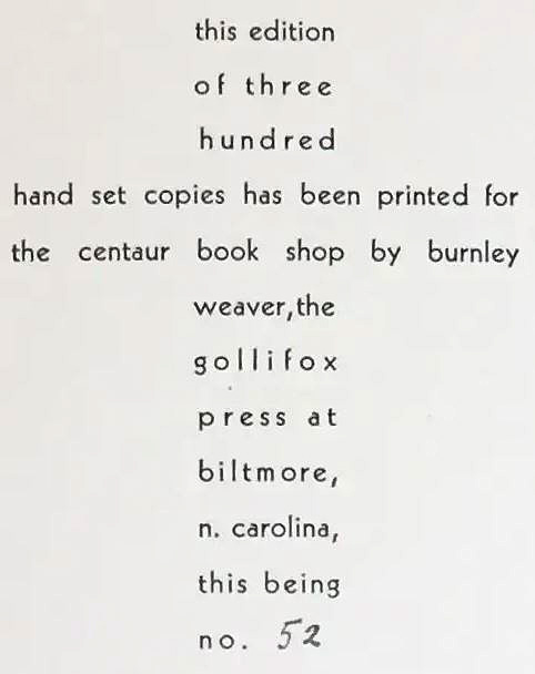 Text outlining this copy is number 52 of 300