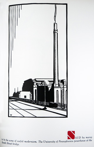 Block print of powerhouse at University of Pennsylvania