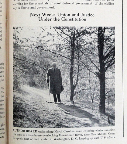 Photo of Beard walking in sunshine printed in January 31, 1944 Life magazine