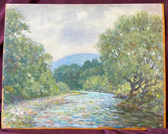 Painting by R. E. Bates of Tryon Stream