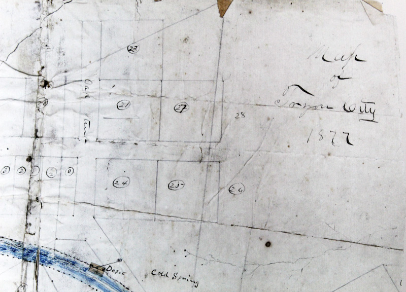 Zoomed in portion of 1877 plat by Wilcox