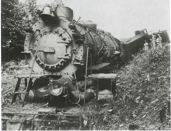 Wrecked locomotive